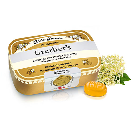 GRETHERS Elderflower zuckerfrei Pastillen 110 g
