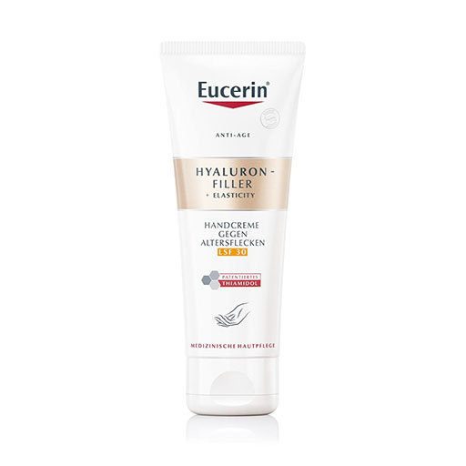 EUCERIN Hyaluron-Filler+Elasticity Handcreme gegen Altersflecken LSF30 75 ml