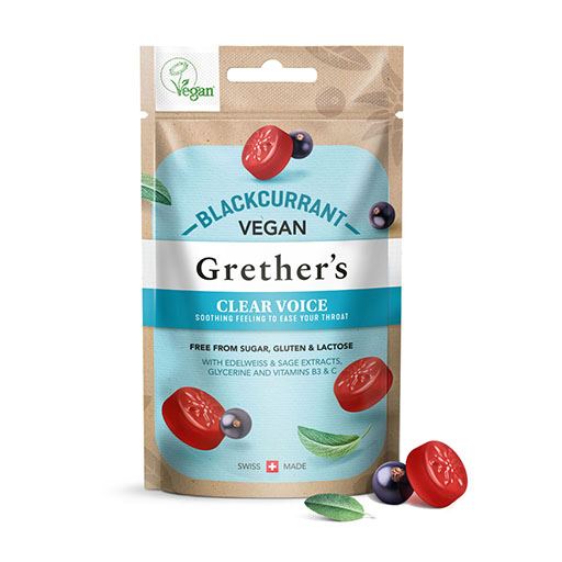 GRETHERS vegan Clear Voice blackcurrant Pastillen 45 g