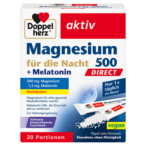 DOPPELHERZ Mag.500 für die Nacht+Melatonin DIRECT 20 St  