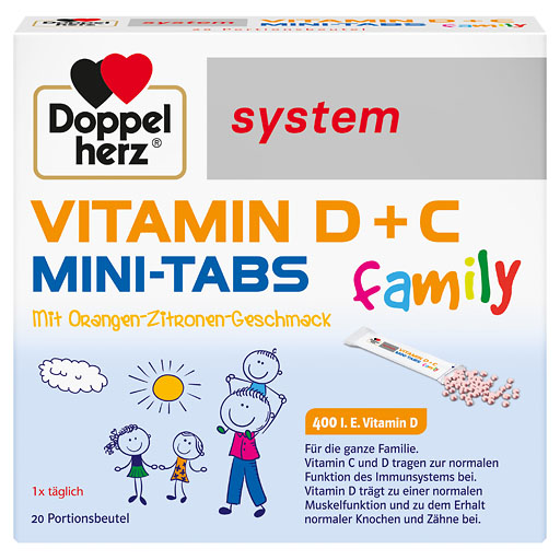 DOPPELHERZ Vitamin D+C Mini-Tabs family system 20 St